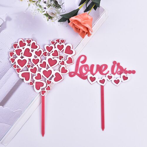 Happy Valentine's Day Birtay Cake Topper Love Heart Acrylic