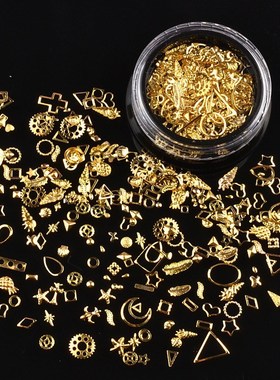 1 Box Gold Silver Nail Art Metal 3D Mix Frame Jewelry Fillin