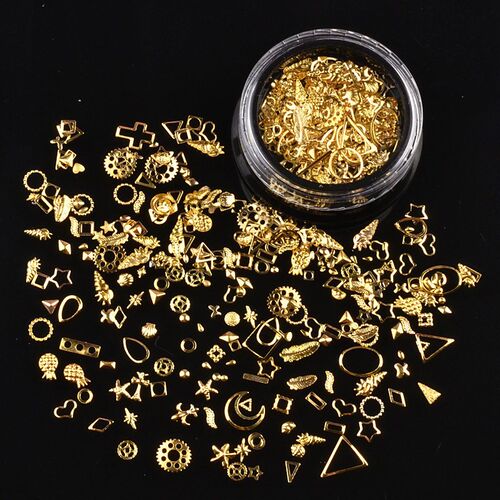 1 Box Gold Silver Nail Art Metal 3D Mix Frame Jewelry Fillin