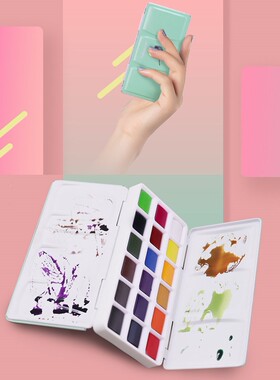 18colors Solid Watercolor Paint Set with Water Brush Pen Fas