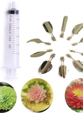 10 pcs 3D Jelly Flower Pudding Nozzle Mold +1 Syringe Tool C