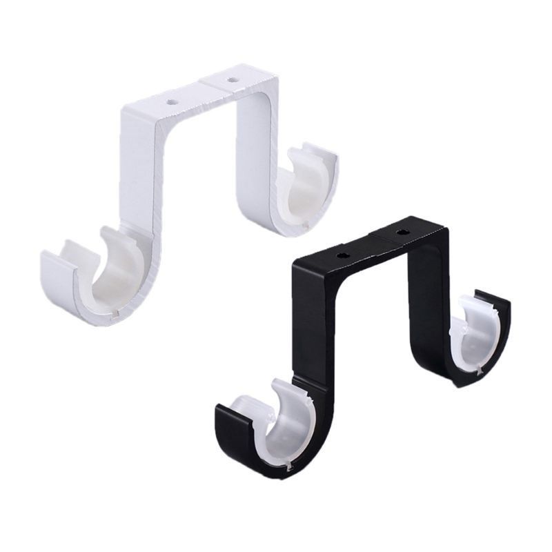 2pcs Double Curtain Rod Brackets Window Hardware Hook Holder