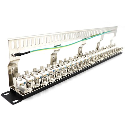Cat7 Patch Panel 24Port CAT7/CAT6A FTP Patch Panel Full Shie