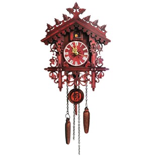 Wood Clock Vintage Wooden Wall Cuckoo Clock Swinging Pendulu