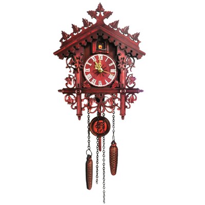 Wood Clock Vintage Wooden Wall Cuckoo Clock Swinging Pendulu