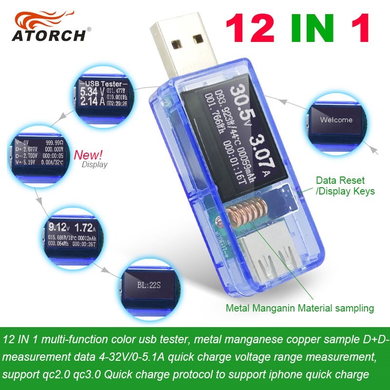 12/13 in 1 usb tester dc power meter digital voltmeter volti