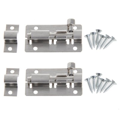 Door Lock Latch Slide Straight Barrel Bolt Clasp Set 2