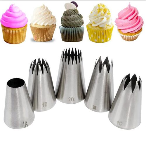 5pcs Large Metal Cake Cream Decoration Tips Set Pastry Tools