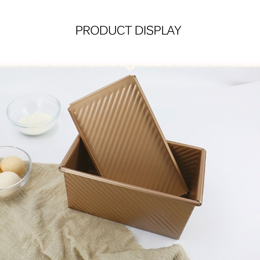 Loaf Pan With Lid Non-Stick Bakeware Bread Toast Gold Mold A