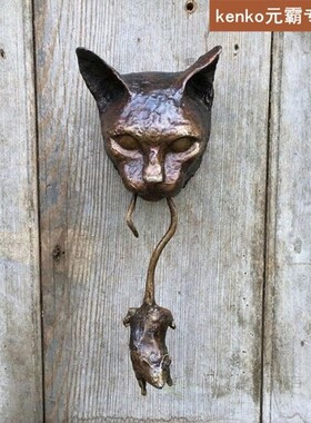 New Cat And Mouse Door Knocker Or Wall Resin Ornament Rusty