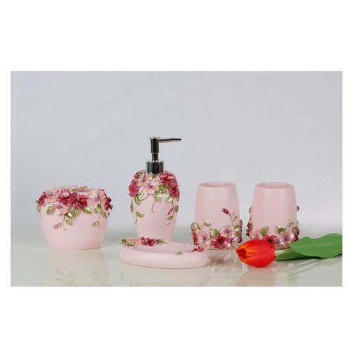 Country Style Resin 5Pcs Bathroom Accessories Set Soap Dispe