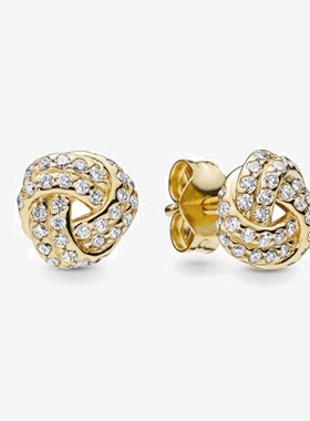 925 Sterling Silver Authentic Earring S925 Golden Color Spar