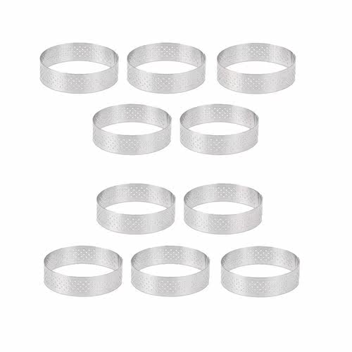 10 Pcs Circular Stainless Steel Tart Ring Tower Pie Cake Mou