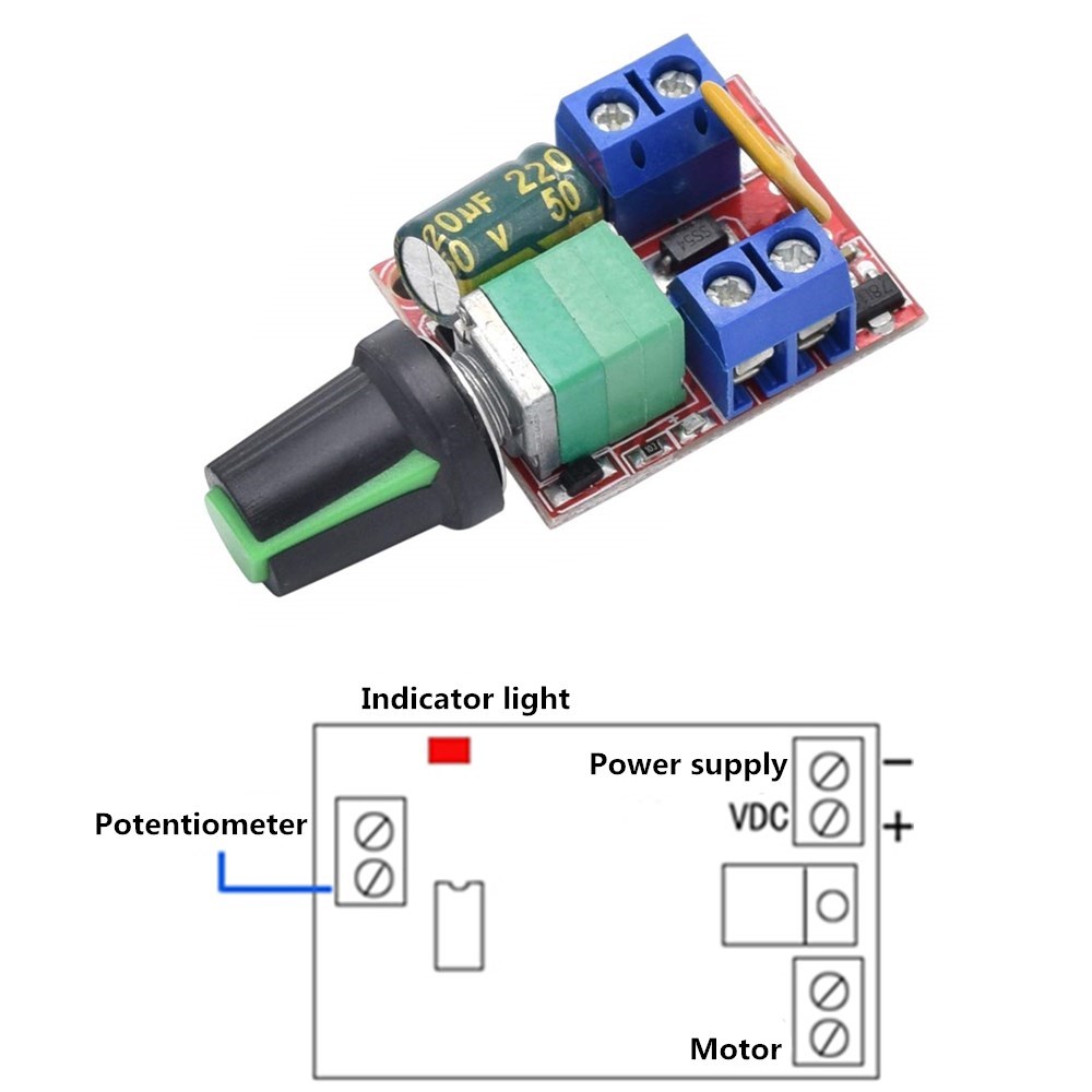 Mini 5A PWM Max 90W DC Motor Speed Controller Module 3V 6V 1