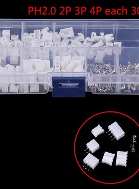 300pcs PH2.0 2P 3P 4 pin 2.0mm Pitch Terminal Kit JST Wire C