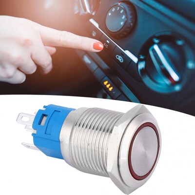 16mm Metal Push Button Switch 5Pin LED Power Locking Latchin