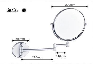 Folding mirror, double-sided, space aluminum,Stretch telesco