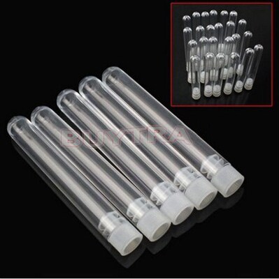 10 Pcs Clear Plastic Test Tube With Cap 12x100mm -shaped Bot