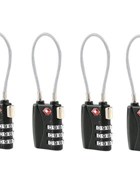 4pcs TSA Approved Cable Luggage Lock with 3-Digit Combinatio