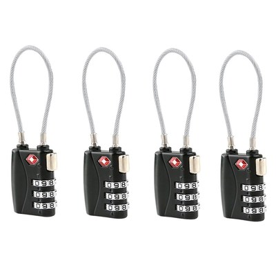 4pcs TSA Approved Cable Luggage Lock with 3-Digit Combinatio