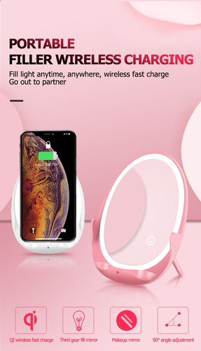 Portable Makeup Mirror Touch Dimming Fill Light  QI Wireles