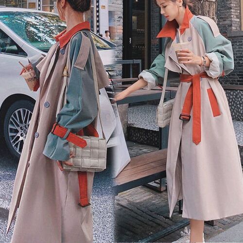women trench coat Fashion Fall Winter casual cotton with ove