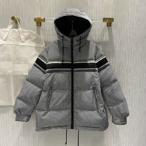 Big brand winter PU coating houndstooth loose women's