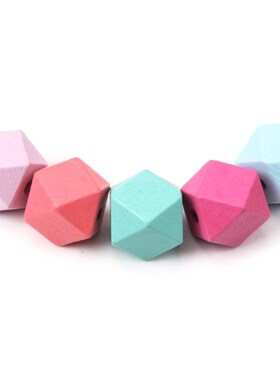 DIY Craft Beads Necklaces Polygonal Beads Wooden Mix Colors