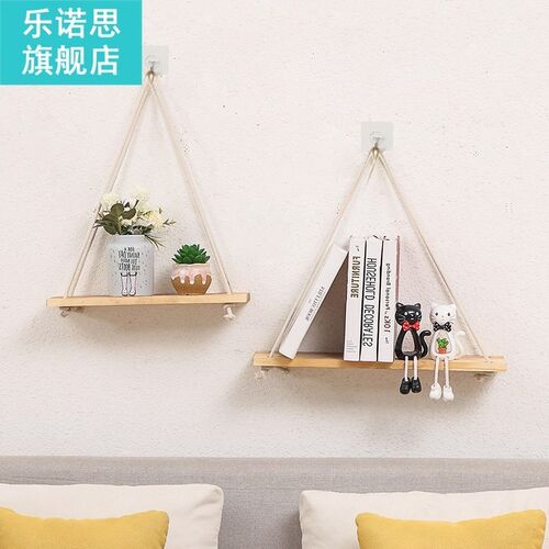 Nordic Style Decorative Shelves Twine Wooden Wall Shelf Clap