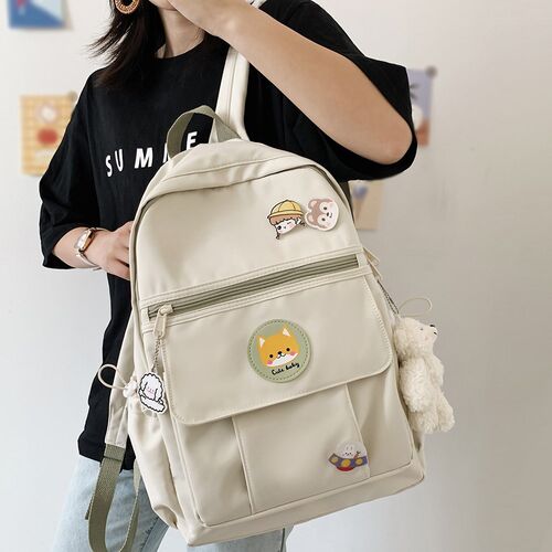 College Book Lady Badge Backpack Kawaii Fashion Girl School
