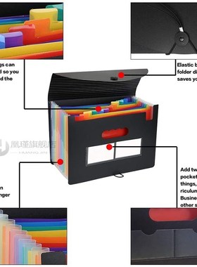 Expanding File Folder 12 Pockets File Organizer Filing Box,A
