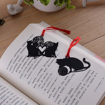 2pcs DIY Cute Black  Metal Lovely Korean Bookmark for Boo