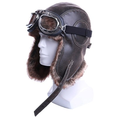 Winter Bomber Hats Plush Earflap Russian Ushanka with Goggle