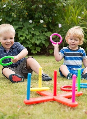 1 Set Outdoor Hoop Ring Toss Quoits Plastic Ring Throwing Fe