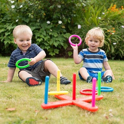 1 Set Outdoor Hoop Ring Toss Quoits Plastic Ring Throwing Fe