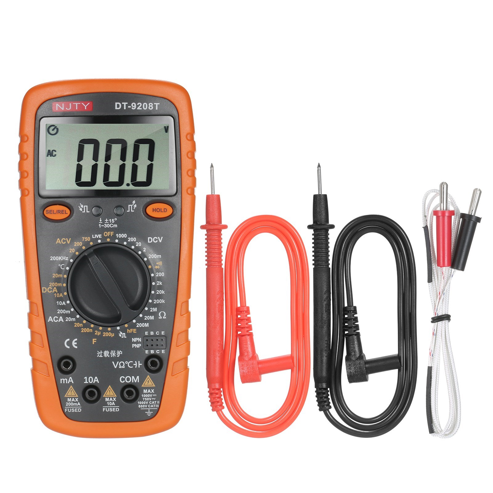 NJTY DT9205T/DT9208T Digital Multimeter RMS 2.6-inch LCD Dig