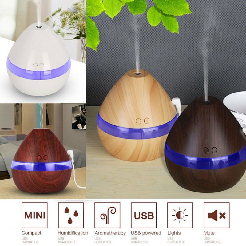 300ML Air Humidifier Essential Oil Diffuser wood grain Aroma