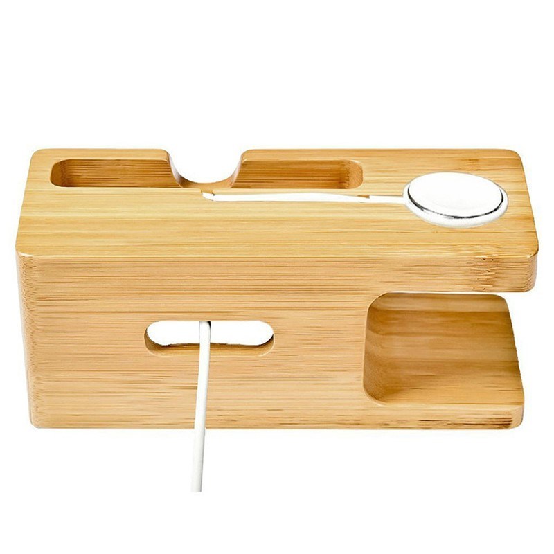 Charging Dock Station Bamboo Wood Holder for iPhone 11 Pro x