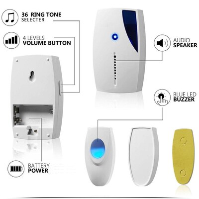 45# 2020 NEW Wireless Door Bell 36 CHIME Home Cordless Porta