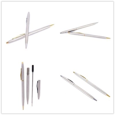 New 1pc Stainless Steel Rods Rotating Metal Ballpoint Pen Bu