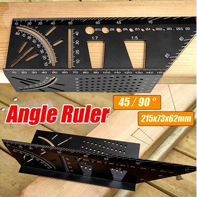 Aluminum Alloy 3D Mitre Angle Measuring Square 45 90 Degree