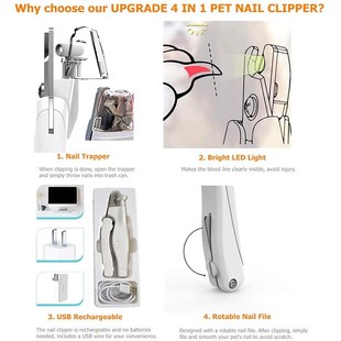 Benepaw Professional Light Dog Nail Clippers File USB Charg