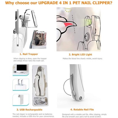 Benepaw Professional Light Dog Nail Clippers File USB Charg