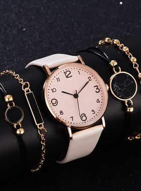 5pcs Set Watch For Women Luxury Leather Analog Ladies Quartz