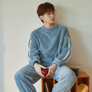 Winter Flannel Sleepwear Plus Size Men Pyjamas Coral Fleece