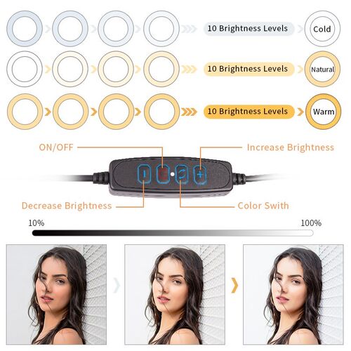 10 Inch Ring Light with Stand LED Camera Selfie Light Ring