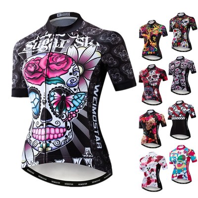 Weimostar 2021 Women's Summer Skull Cycling Jersey Road Bicy