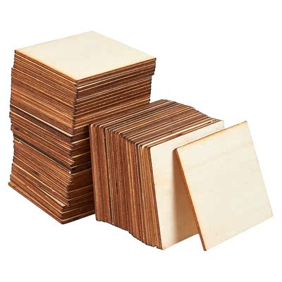 Unfinished Wood Pieces-60-Pack 3X3 Inch Wooden Squares Cutou