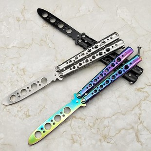 New Rainbow Color Stainless Steel Knife Butterfly Training K