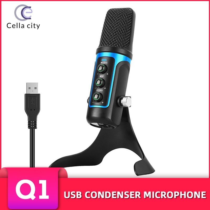 CELLA CITY Computer USB Microphone Noise Reduction Home Gam